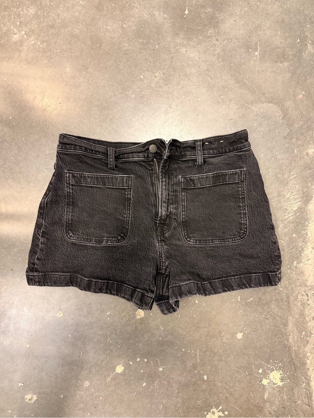 Madewell Black High-Waist Denim Shorts with Front Patch Pockets